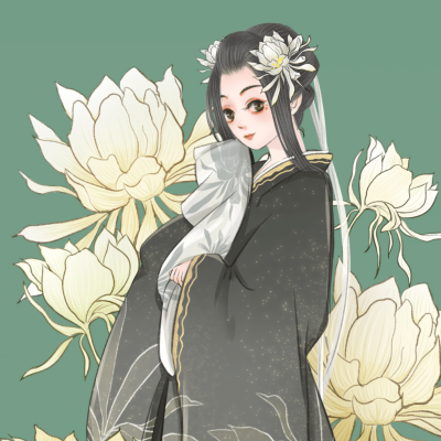 古风美女手绘插画闺蜜微信头像套系