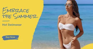 Fashionable Famale Swimwear Display Promotion Ecommerce Banner template
