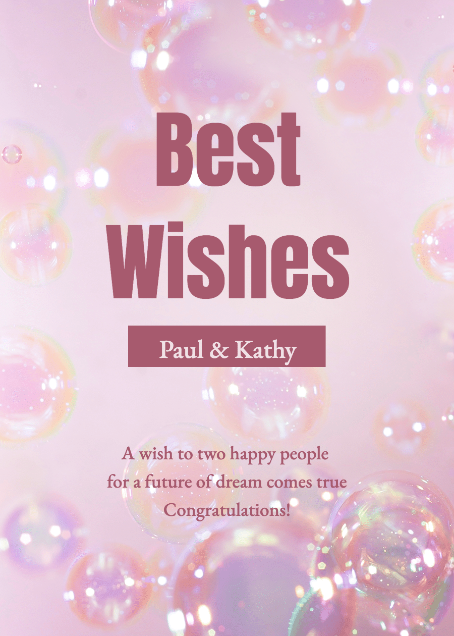 Fashion Style Bubble Element Wedding Greeting Card