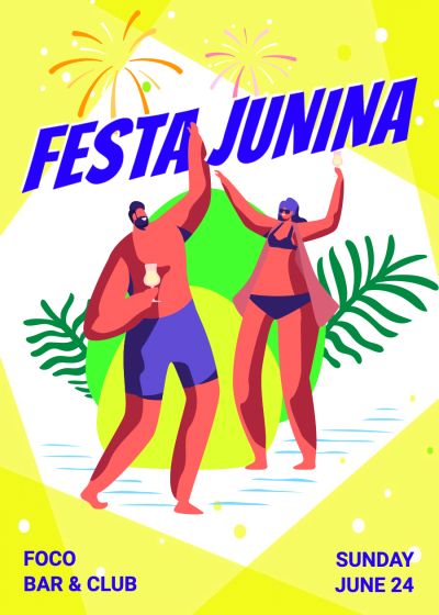 Hand Drawn Brazil June Carnival Festival Blessing Card