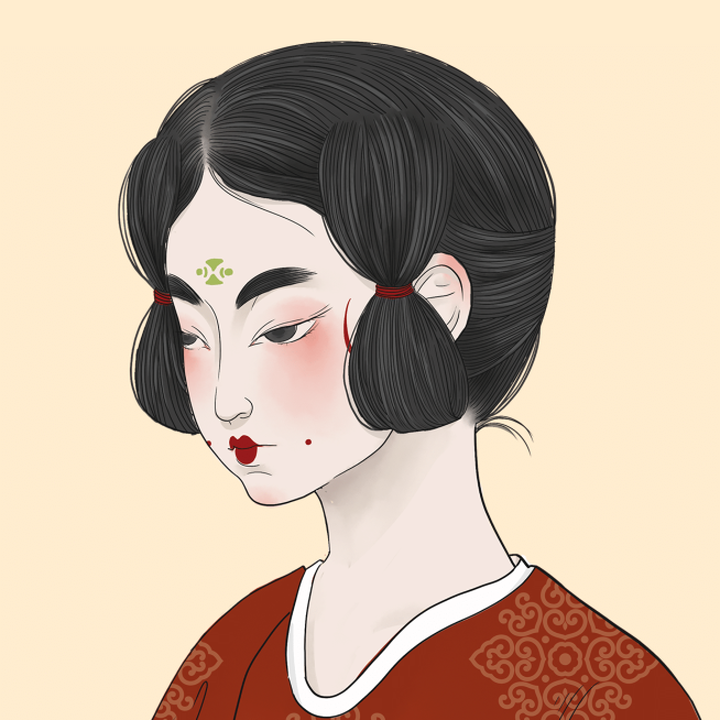 古风美女手绘插画闺蜜微信头像套系预览效果