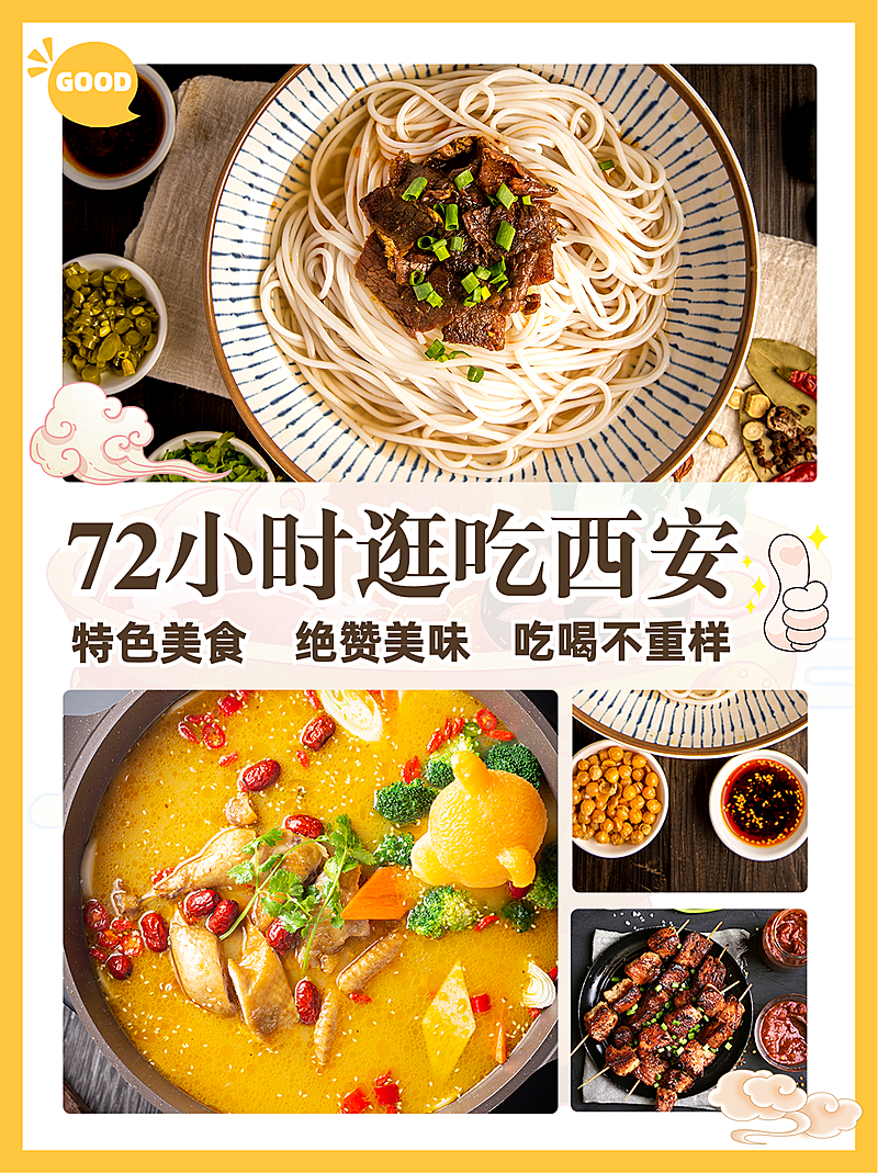 简约旅游美食小红书封面配图