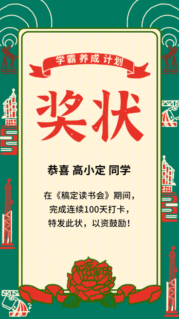 复古奖状/竖版奖状/手机海报预览效果