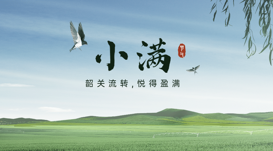 小满节气祝福问候实景横版海报预览效果
