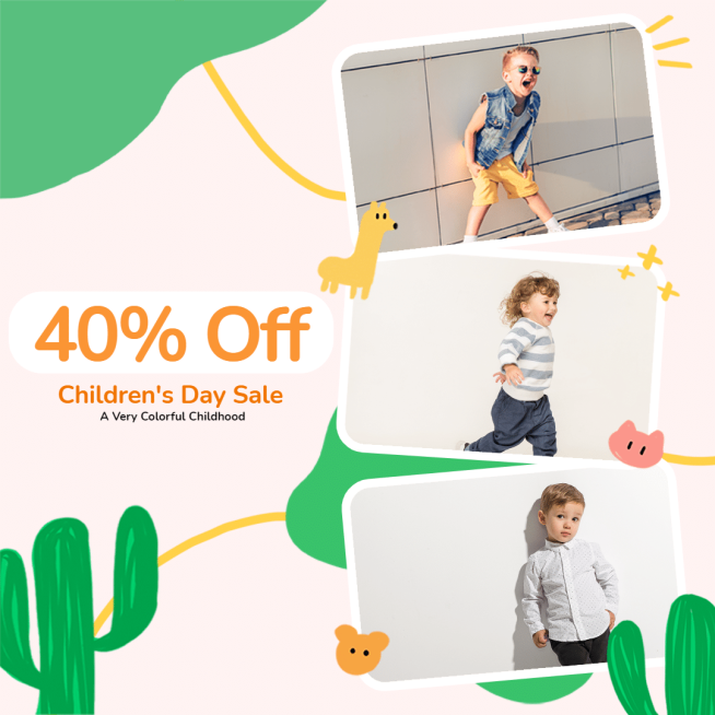 Children's Day Fashion Clothing Sale Ecommerce Product Image预览效果