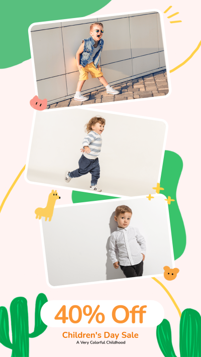Fashion Children's Day Clothes Discount Ecommerce Story