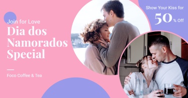 Pink Color Background Brazil Lover's Day Kiss Activity Coffee Promotion Ecommerce Banner
