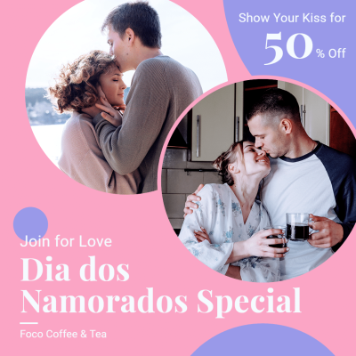 Purple Circle Element Brazil Lover's Day Kiss Activity Coffee Promotion Ecommerce Product Image
