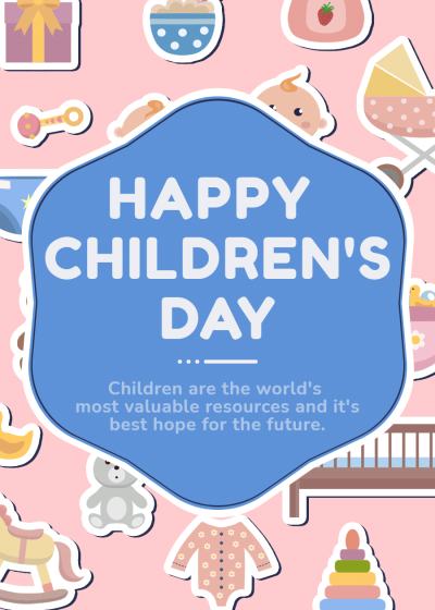 Aesthetic Children's Day Icon Quote Blessing Greeting Card