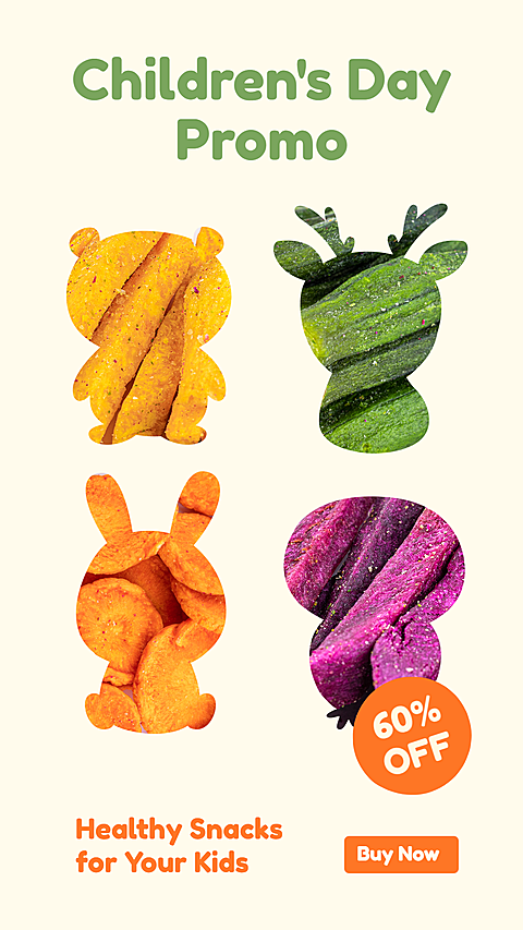 Animal Silhouette Healthy Snacks Children's Day Discount Ecommerce Story