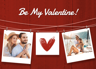 Valentine's Day Couple Hanging Pictures Multiple Photo Collage Greeting Card
