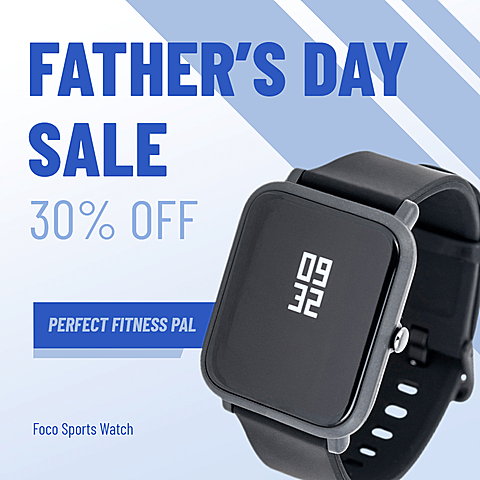 Blue Color Block Fashion Father's Day Sports Watch Promotion Ecommerce Product Image