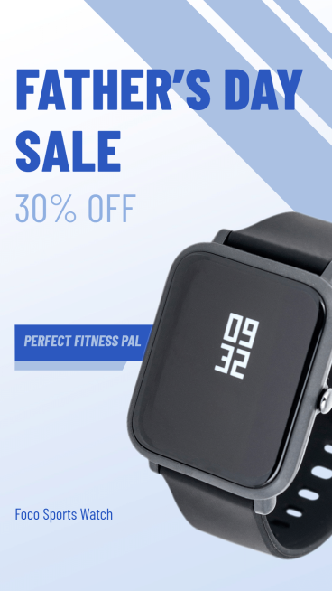 Blue Rectangle Element Fashion Father's Day Sports Watch Promotion Ecommerce Story预览效果