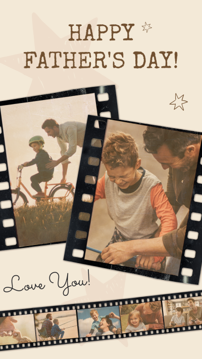Retro Film Style Father's Day Moments Record Greeting Text Instagram Story