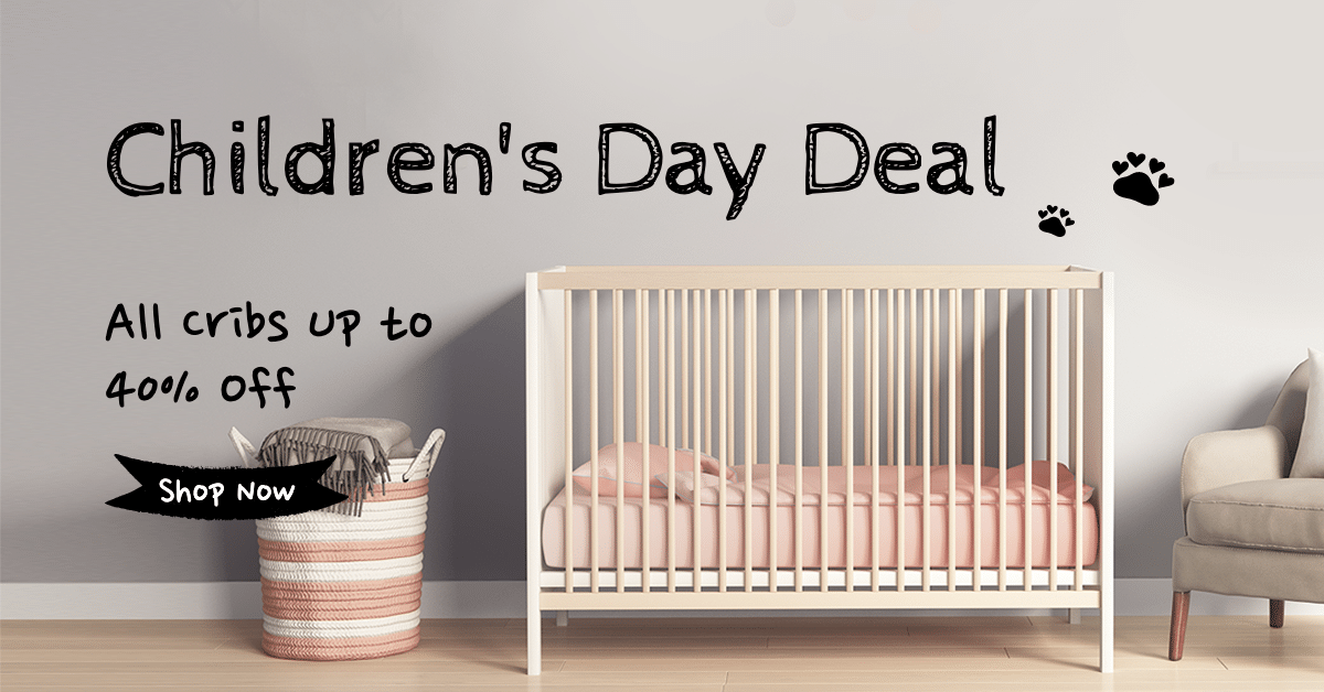 Literary Baby Bed Children's Day Discount Ecommerce Banner预览效果