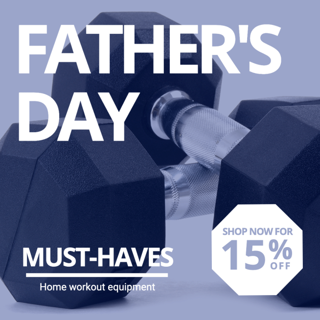White Hexagon Element Father's Day Workout Equipment Promotion Ecommerce Product Image预览效果