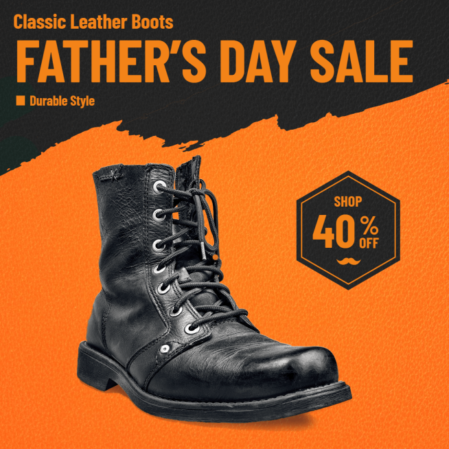 Orange Color System Simple Father's Day Leather Shoes Promotion Ecommerce Product Image预览效果