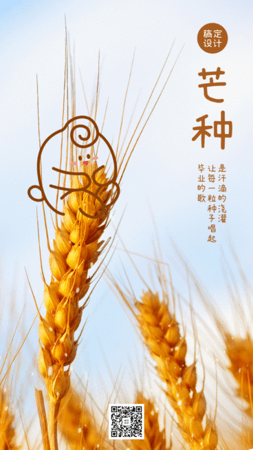 芒种节气祝福涂鸦丰收麦穗动态海报预览效果
