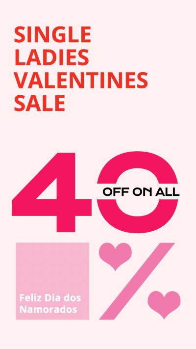 Simple Fashion Style Valentine's Day Sale Promotion Rectangle Element Ecommerce Story