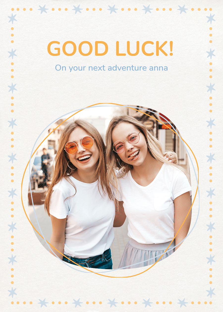 Literary Girls Group Photos Graphic Layout Good Luck Blessing Card