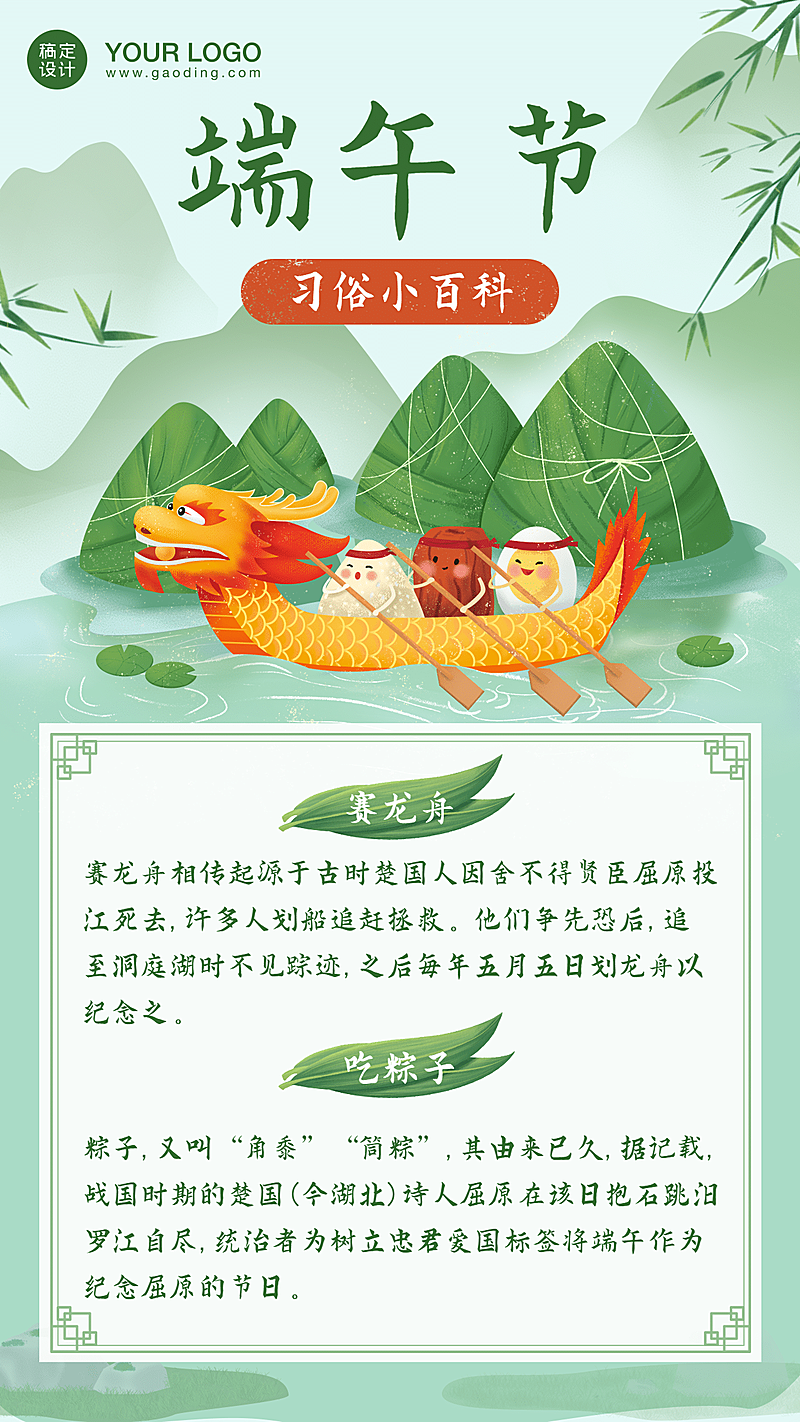 端午节文化习俗小百科手机海报