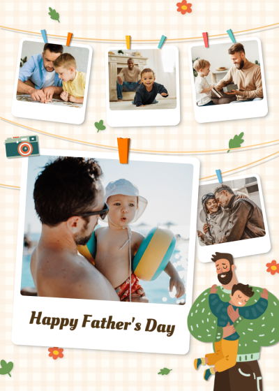 Creative Father's Day Group Photos Festival Blessing Card