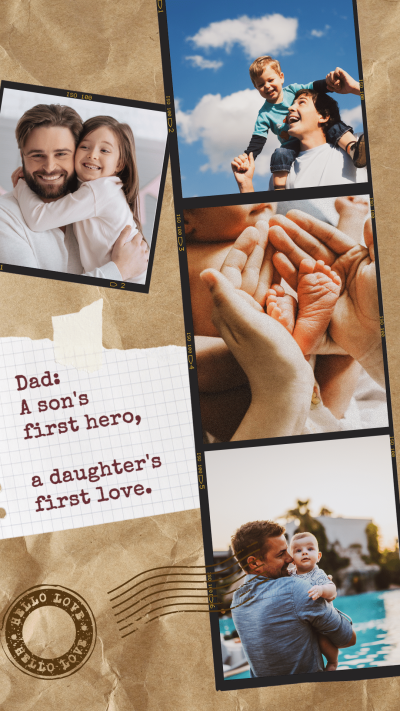 Retro Style Pleated Paper Background Father's Day Photos Text Instagram Story