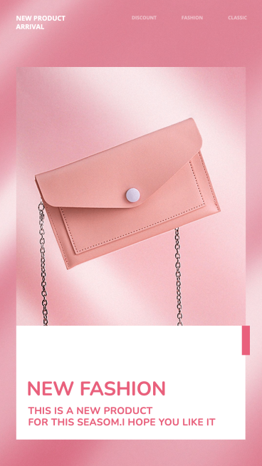 Pink Color System Background Wallet New Arrival Display Ecommerce Story预览效果