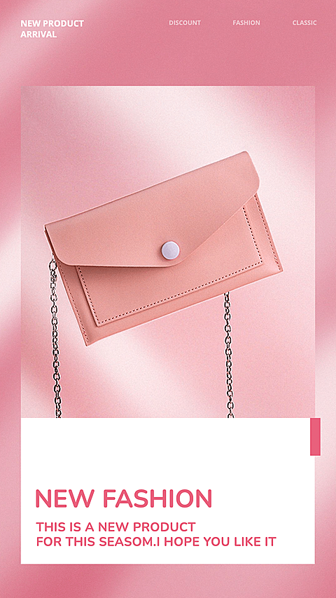 Pink Color System Background Wallet New Arrival Display Ecommerce Story