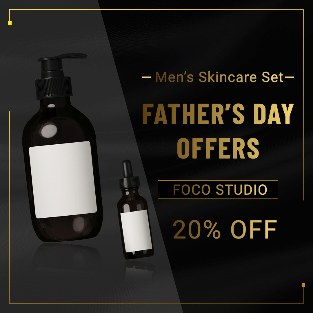 Gold Rectangle Element Father's Day Skin Care Promotion Ecommerce Product Image预览效果