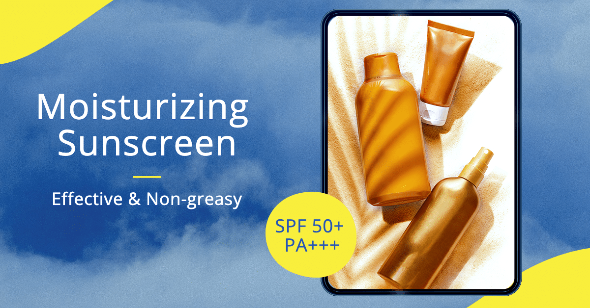 Yellow Color Block Element Fresh Style Sunscreen Cream Display Ecommerce Banner预览效果