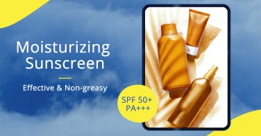 Yellow Color Block Element Fresh Style Sunscreen Cream Display Ecommerce Banner