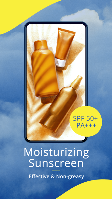 Mobile Interface Simulation Fresh Style Sunscreen Cream Display Ecommerce Story预览效果