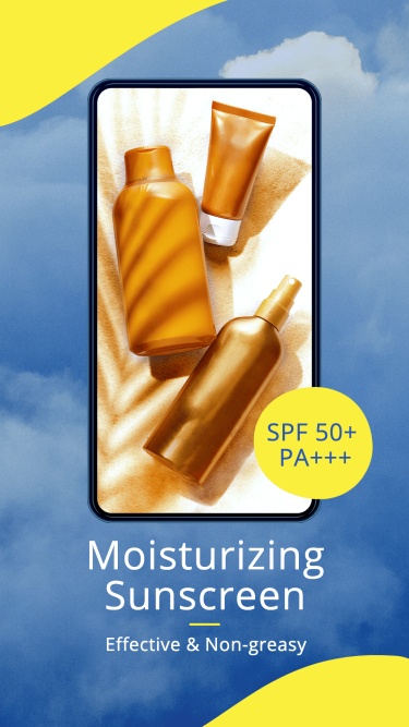 Mobile Interface Simulation Fresh Style Sunscreen Cream Display Ecommerce Story