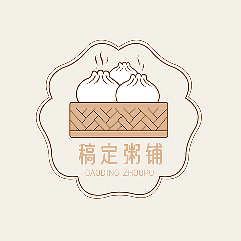 logo头像餐饮美食包子粥铺手绘店标