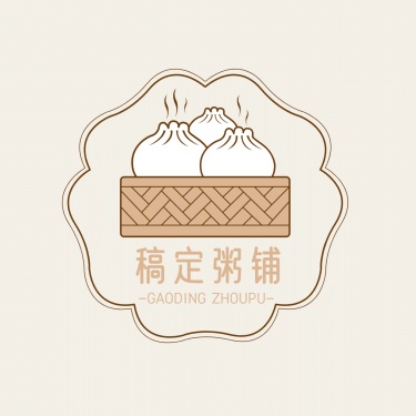 logo头像餐饮美食包子粥铺手绘店标