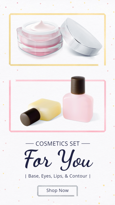 Rectangle Element Fresh Style Cosmetics Set Promotion Ecommerce Story