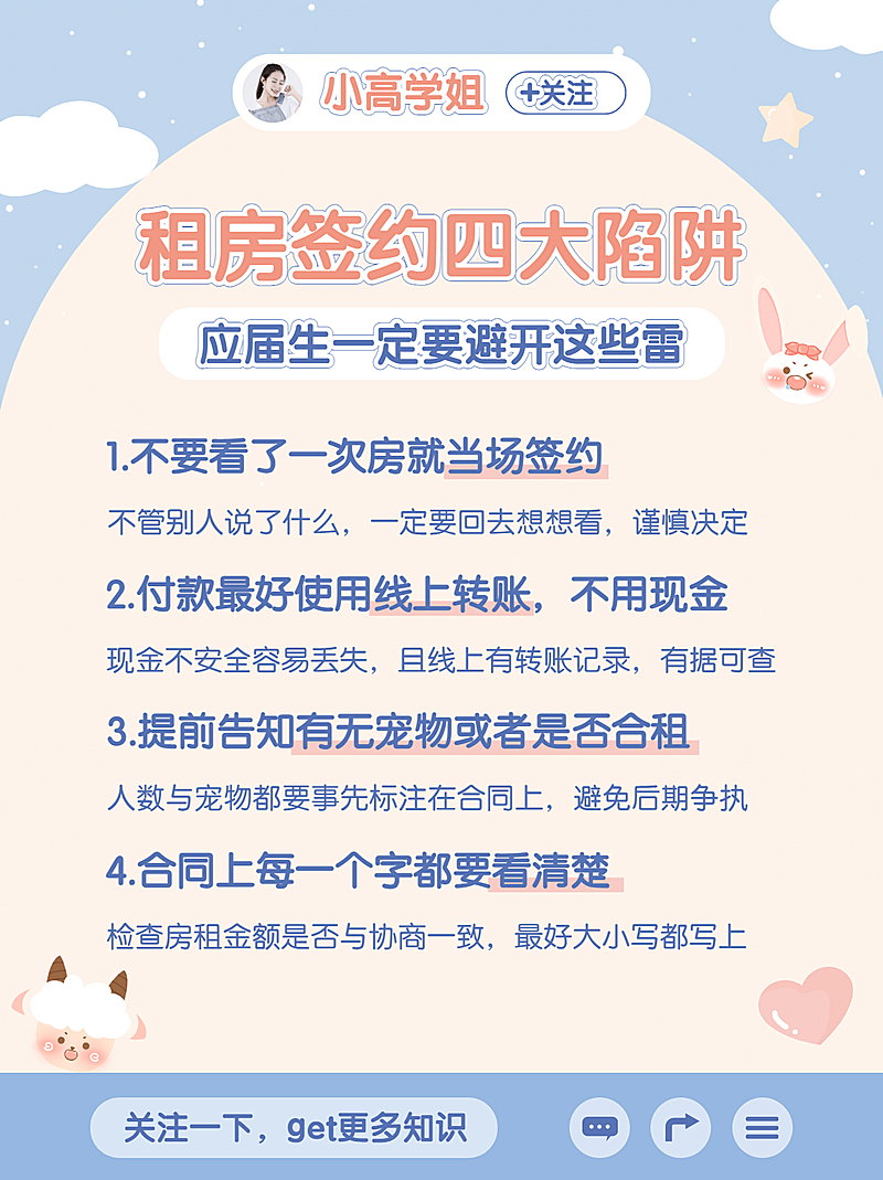 清新风租房知识科普小红书封面配图