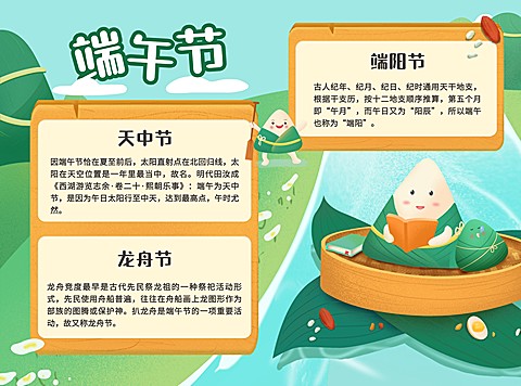 端午节小知识手绘可爱清新手抄报
