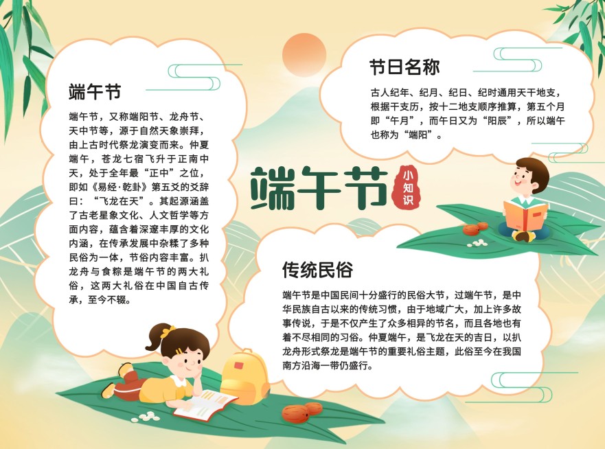 端午节可爱手抄报预览效果
