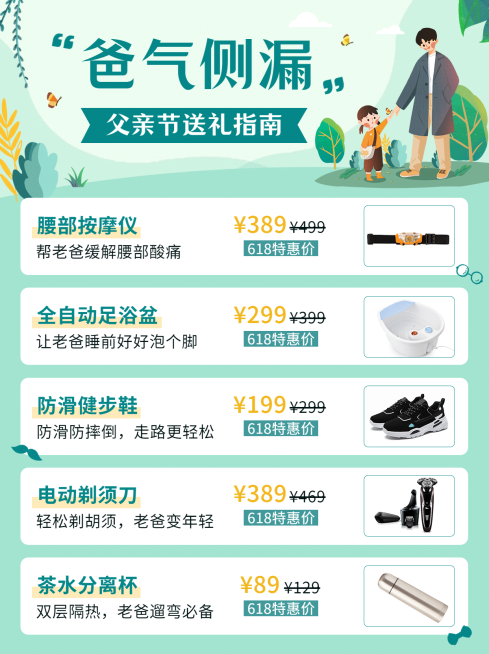 父亲节礼物购物攻略小红书封面配图预览效果