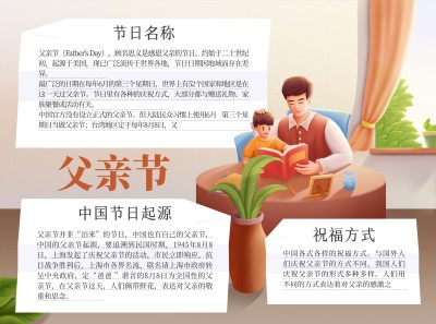 父亲节祝福卡通温馨手抄报
