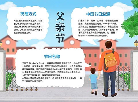 父亲节祝福卡通温馨手抄报