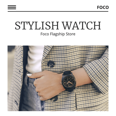 Black Line Element Simple Stylish Watch Promotion Ecommerce Product Image