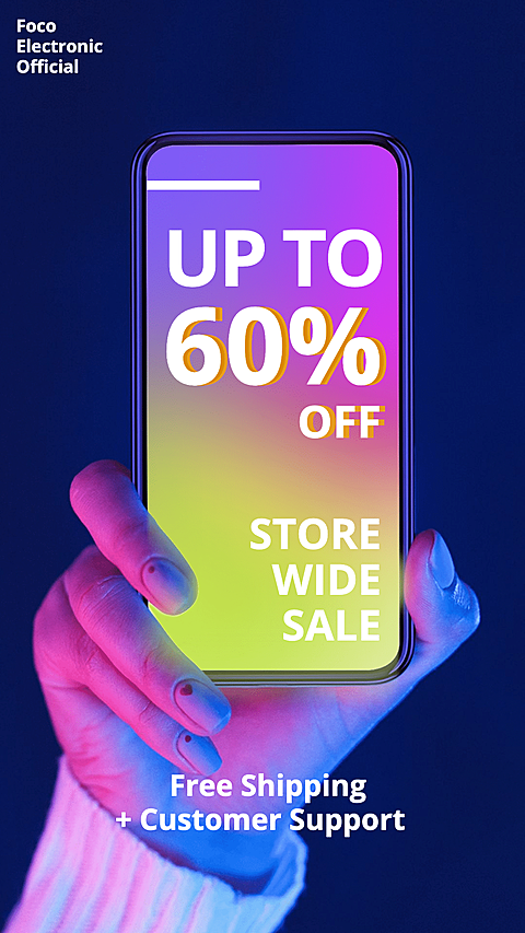 Neon Light Style Fashion Electronic Offical Promotion Ecommerce Story