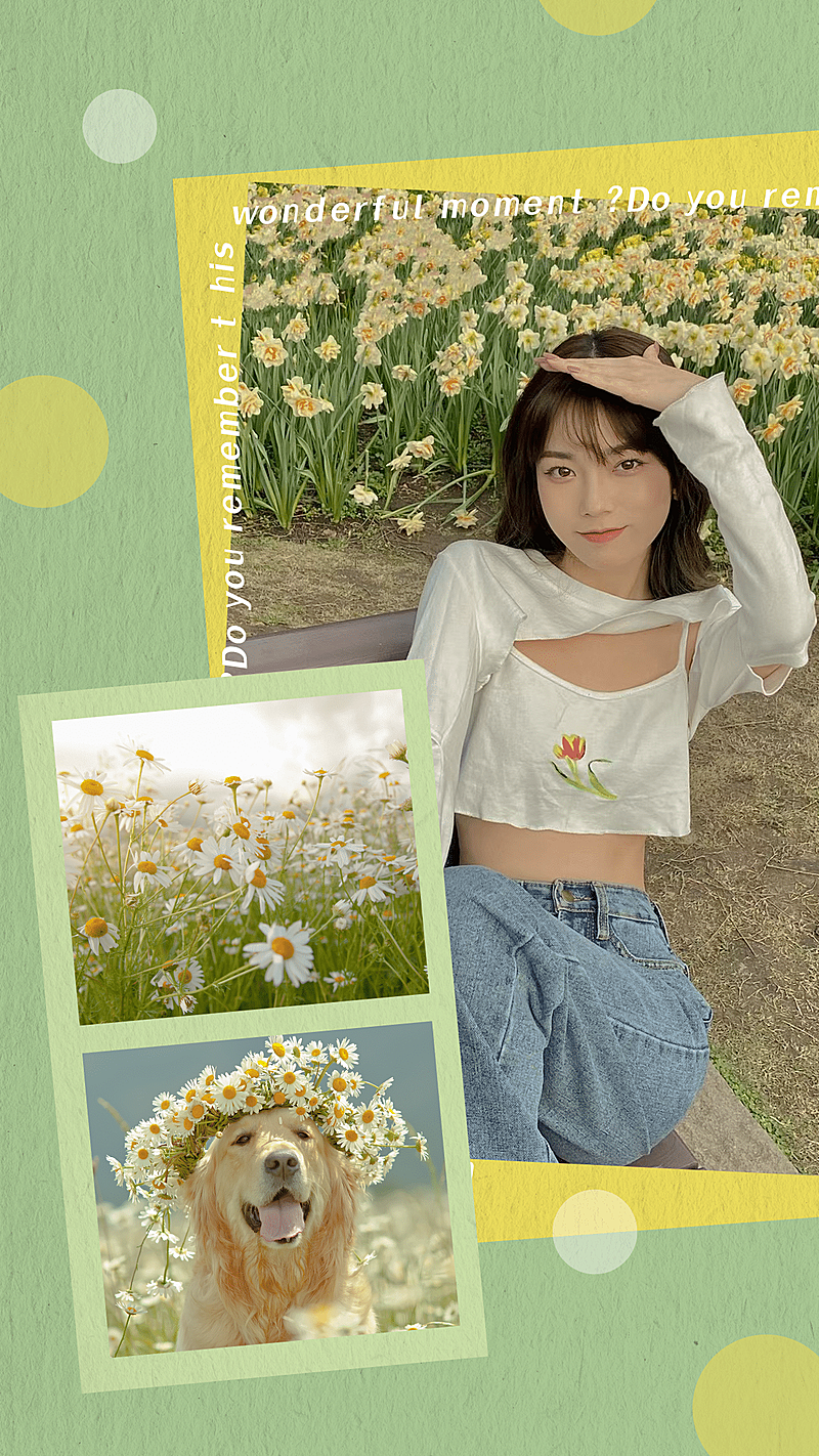 简约清新夏季相纸女生拼图晒照