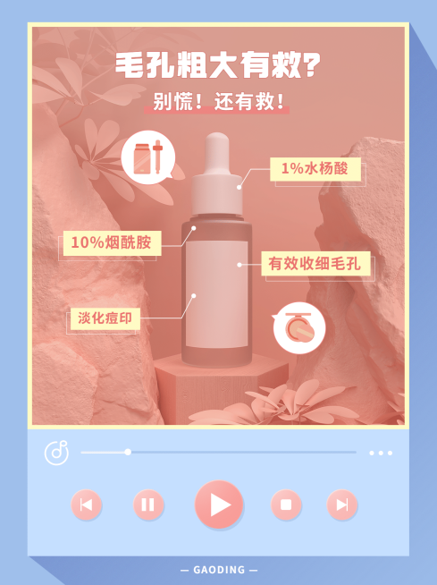 小红书配图护肤知识百科标签播放器预览效果