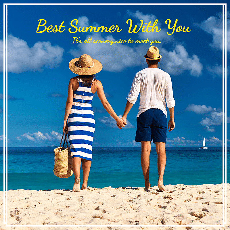 文艺清新夏日图框情侣晒照