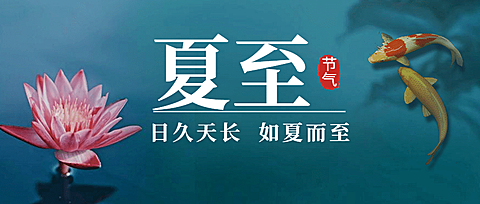 夏至节气荷花鱼塘中国风公众号首图