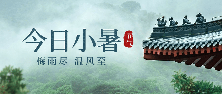 小暑节气中国风绿植实景公众号首图预览效果